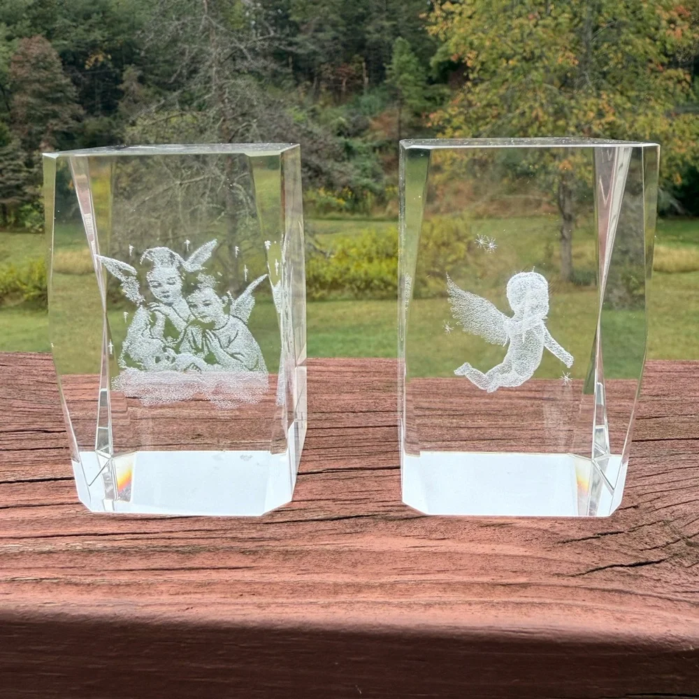 Crystal Cube Paper weights with Angel Motif